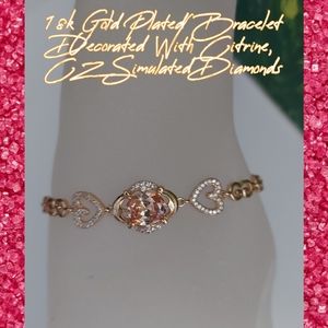 18k Gold Plated Citrine Bracelet With CZ